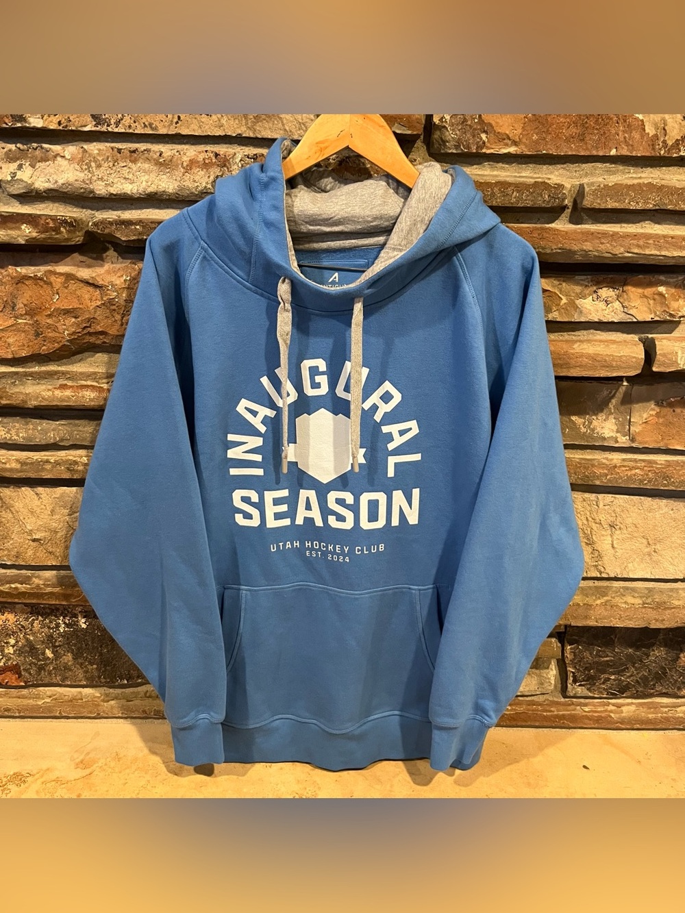 Utah Hockey Club Inaugural Season Antigua Blue Fleece Hoodie Utah Mammoth
